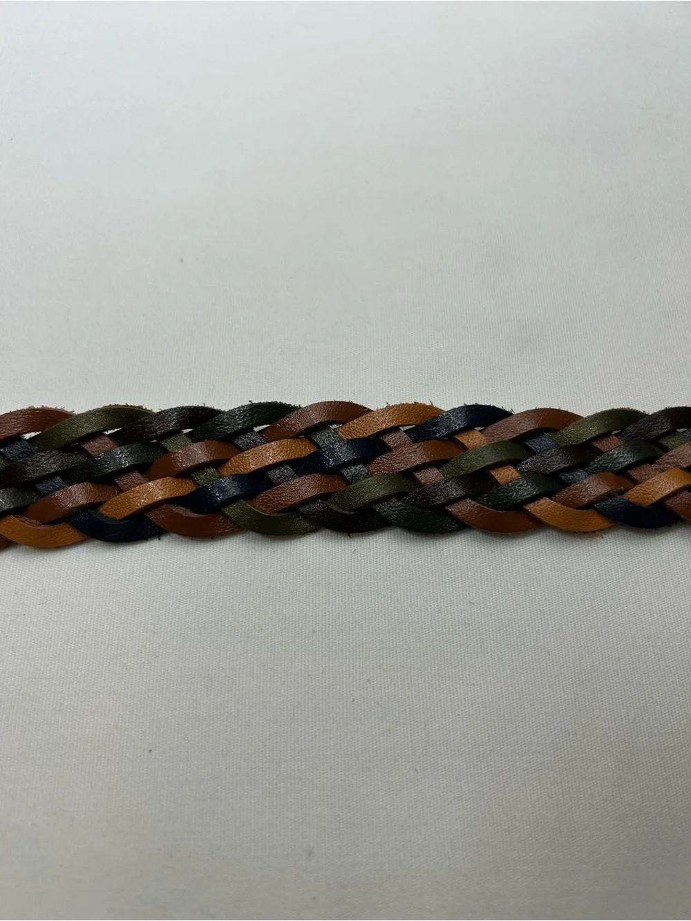 Braided Earthy Bohemian‎ Brass Buckle Adjustable No Holes Woven Leather Belt M-L